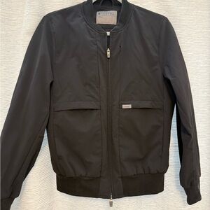 Figs Pro Black Bomber Jacket with Stand-Up Collar